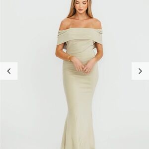 Off-Shoulder Sage Green Dress